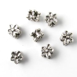 Oxidised bead, 2-layer flower, 5.5x4.5mm, 30pcs.