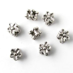 Oxidised bead, 2-layer flower, 5.5x4.5mm, 30pcs.