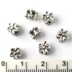 Oxidised bead, 2-layer flower, 5.5x4.5mm, 30pcs.