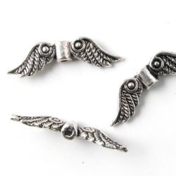 R&ouml;hrchen mit Fl&uuml;geln, oxidierte Perlen, 23,5 x 7 mm, 10 Stk.