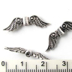 R&ouml;hrchen mit Fl&uuml;geln, oxidierte Perlen, 23,5 x 7 mm, 10 Stk.