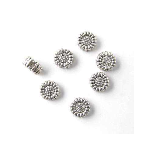 40 Stk., oxidierte Perlen, klein, Sonnenblume, 6x3 mm