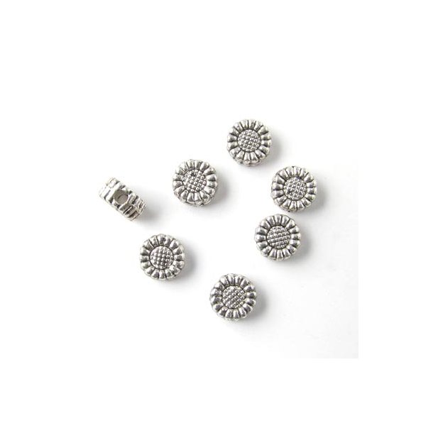 40 Stk., oxidierte Perlen, klein, Sonnenblume, 6x3 mm