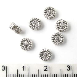 40 Stk., oxidierte Perlen, klein, Sonnenblume, 6x3 mm