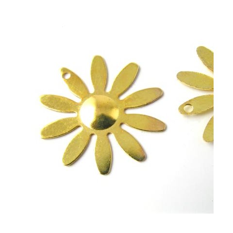 Vedhæng, gylden Margurit blomst, 6 stk.