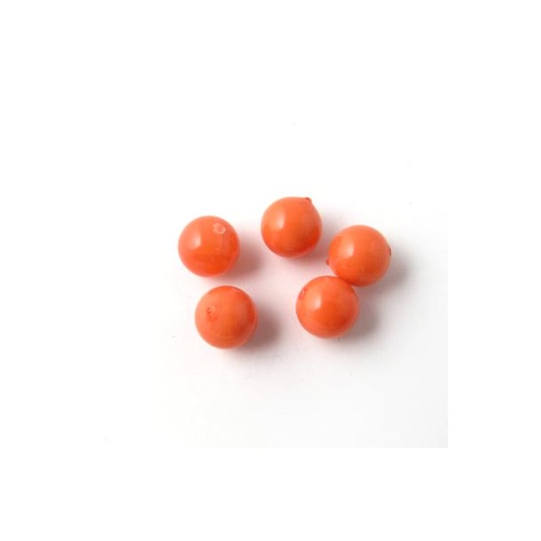 Shellpearl rund, orange-rødbrun, 6 mm, 6 stk.