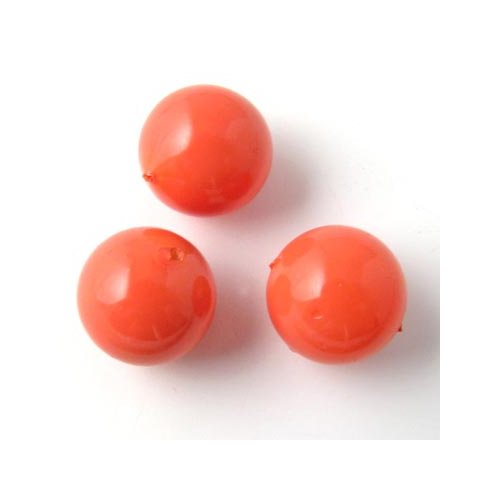 Shellpearl rund, orange-r&oslash;d, 12 mm. 4 stk