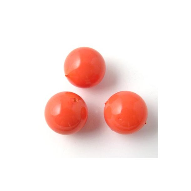 Shellpearl rund, orange-r&oslash;d, 12 mm. 4 stk