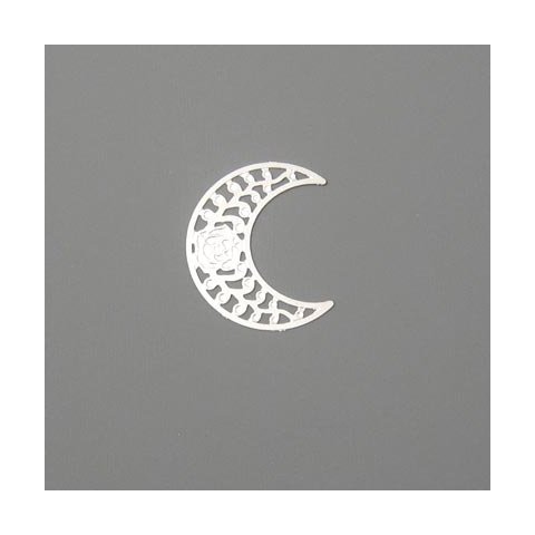 Filigrane Anh&auml;nger, Mond mit Rose, 25x20 mm, 8 Stk.