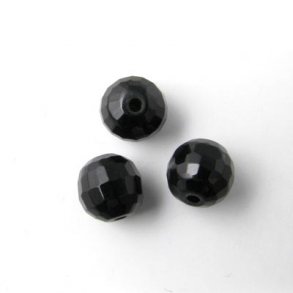 Onyx bead, facetted, black, round, 8mm, 6pcs.