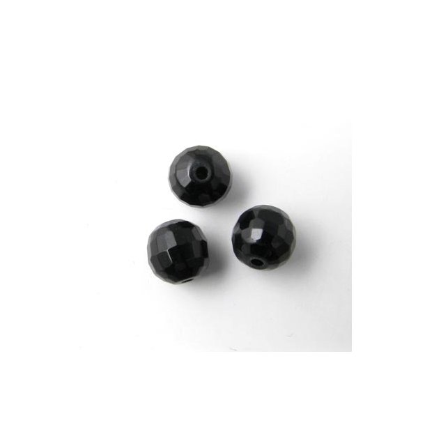 Onyx Perle, schwarz, facettiert, rund, 8 mm, 6 Stk.
