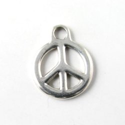 Anh&auml;nger, Peace-Zeichen, silberfarben, 17 mm, 4 Stk.