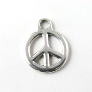 Anhänger, Peace-Zeichen, silberfarben, 17 mm, 4 Stk.