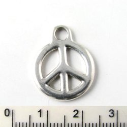 Anh&auml;nger, Peace-Zeichen, silberfarben, 17 mm, 4 Stk.