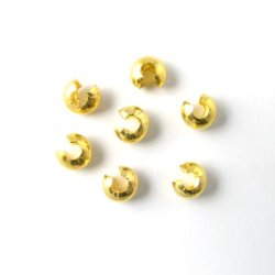 Quetschperle, Knotenversteck, vergoldetes Messing, 5 mm. 20 Stk