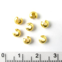 Quetschperle, Knotenversteck, vergoldetes Messing, 5 mm. 20 Stk