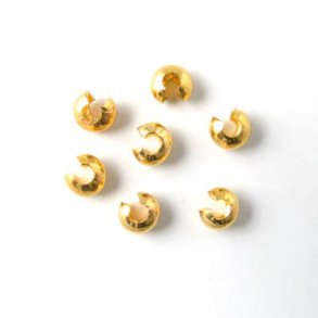 Crimp cover, Knotenverstecker, vergoldetes Messing, 3 mm, 20 Stk