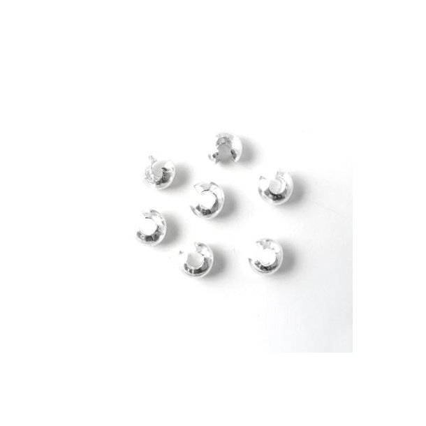 Crimp cover, bead tip, silver-plated, 3mm. 20pcs.