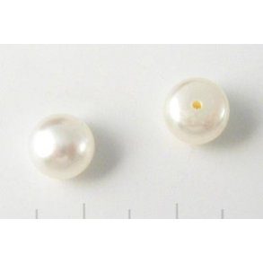 Swasserperlen, wei, angebohrt, flache Rckseite, 7-7,5 mm, 2 Stk.