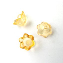 Acrylic bell flowers, 10x6,5mm, yellow/orange, 6pcs.