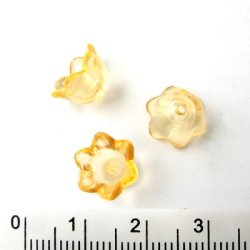 Acrylic bell flowers, 10x6,5mm, yellow/orange, 6pcs.