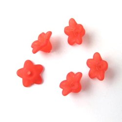 Acrylic flowers, red, 9x5mm, 10pcs.