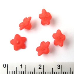 Acrylic flowers, red, 9x5mm, 10pcs.