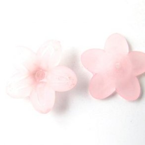 Acryl, Blumen, rosa, 20x6 mm, 6 Stk.