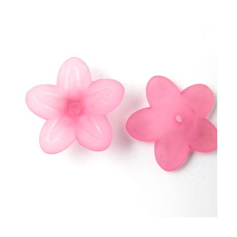 Akryl, blomst, pink, 20x6 mm, 6 stk.