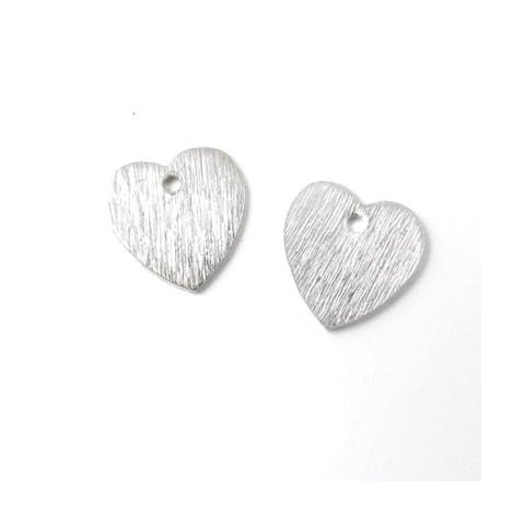 Slvhjerte, brstet, 11x11 mm, 2 stk.