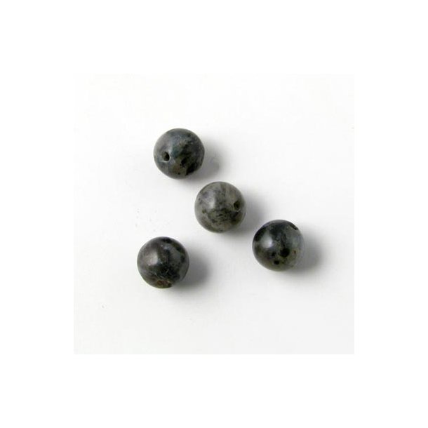 Larvikit, runde Perle, grau changierend, 4 mm. 10 Stk.