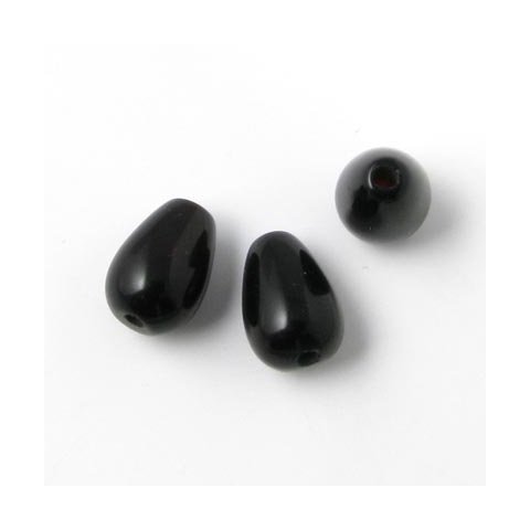 Onyx dråbe, sort, kort, 9x6 mm, 10 stk.