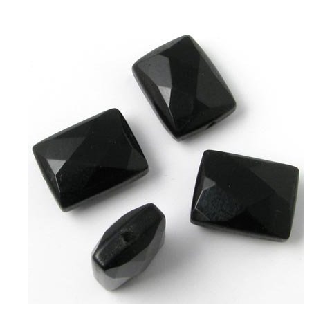 Onyx bead, facetted square flat, 14x10x5mm, 6pcs.
