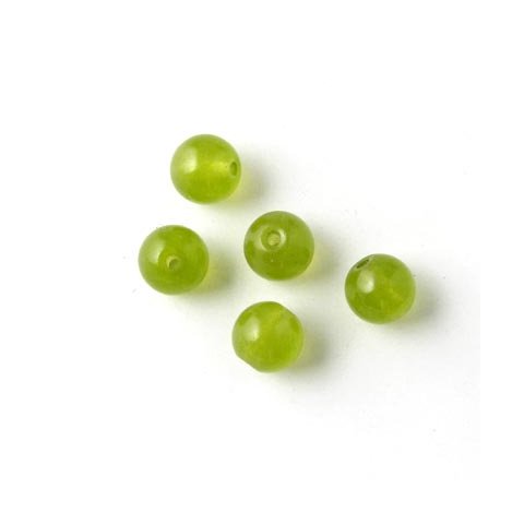 Jade bead, yellow-green-olive, round, 6mm, 10pcs.