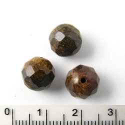 Bronzierte, runde facettenreiche Perle, 10 mm. 6 Stk.