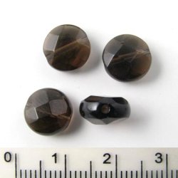 Rauchquarz Perle, rund flach facettiert, 8 mm, 6 Stk.