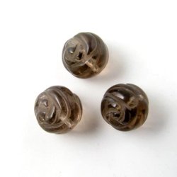 Rauchquarz Perle, rund, Rosen-Ornament, 10 mm, 4 Stk.