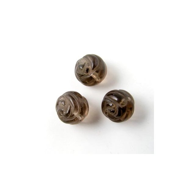 R&oslash;gkvarts perle, rund rose-sk&aring;ret, 10 mm, 4 stk