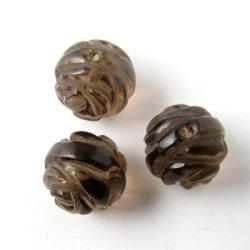 Smoky quartz, bead, round, cut as a rose, 12mm, 4pcs.
