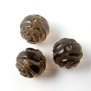 Smoky quartz, bead, round, cut as a rose, 12mm, 4pcs.