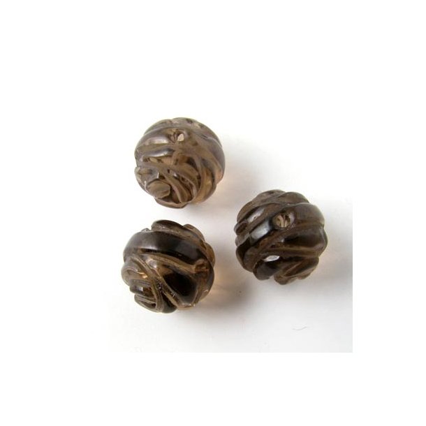R&oslash;gkvarts perle, rund rose-sk&aring;ret, 12 mm, 4 stk