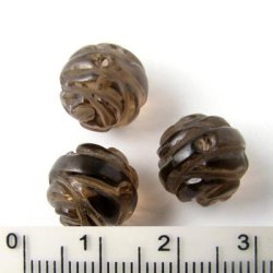 Smoky quartz, bead, round, cut as a rose, 12mm, 4pcs.