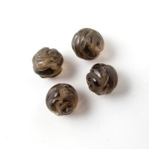 Rgkvarts perle, rund rose-skret, 8 mm, 6 stk