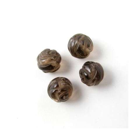Smoky quartz, bead, round, cut as a rose, 8mm, 6pcs.