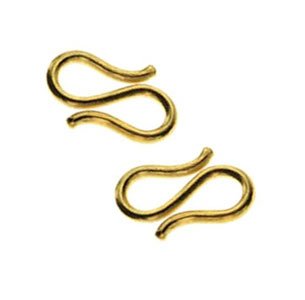 S-hook clasp, gilded silver, small, 11x7mm., 2pcs.