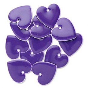 Emalje vedhng, mrklilla hjerte, 16x16 mm, 2 stk
