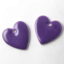 Emaille-Anh&auml;nger, dunkellila Herz, 16x16 mm, 2 Stk.