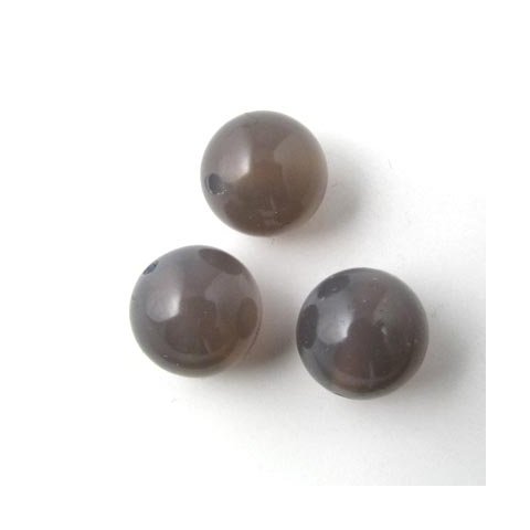 Grå agat, rund perle, 10 mm, 6 stk