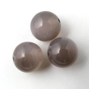 Grey agate, round bead, 12mm, 6pcs.