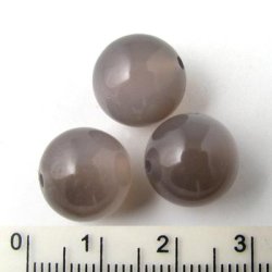 Grauer Achat, runde Perle, 12 mm, 6 Stk.